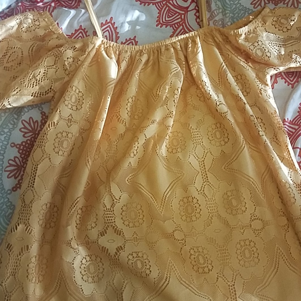 Mustard yellow off the should dress